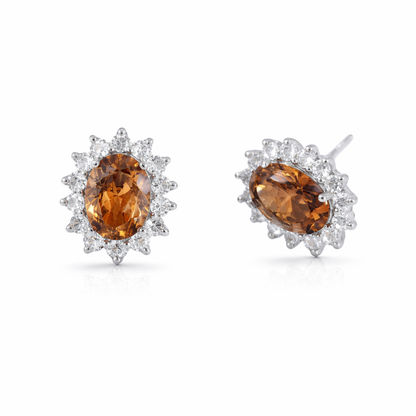 Brinco Oval Brown 11mm Prata 925