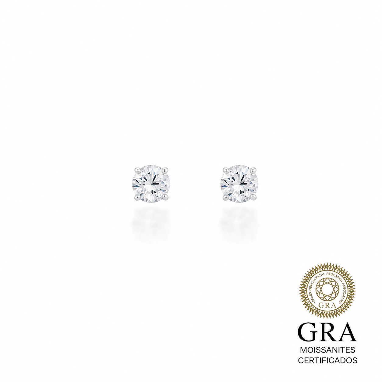 Brinco Solitário 5.0mm em Moissanite Prata 925