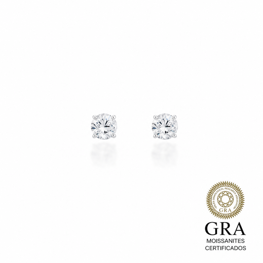 Brinco Solitário 5.0mm em Moissanite Prata 925