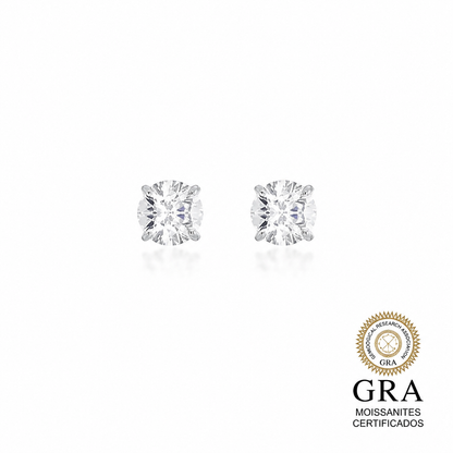 Brinco Solitário 8mm em Moissanite Prata 925