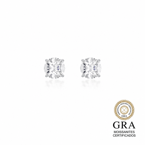Brinco Solitário 8mm em Moissanite Prata 925