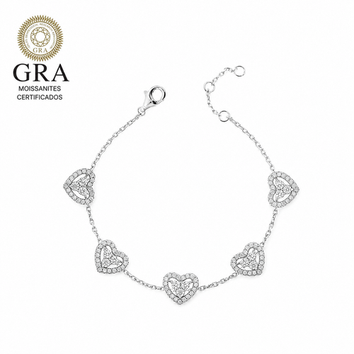 Pulseira Corações Moissanite