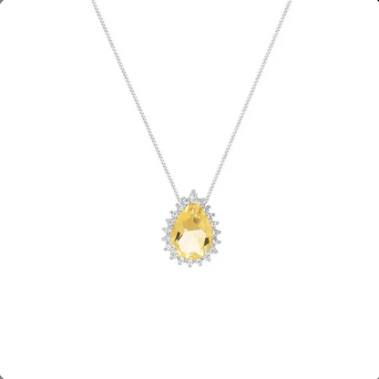 Colar Gota Fancy Yellow Prata 925
