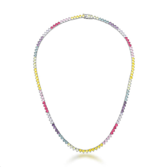 Colar Riviera Três Pontas Colorida 3mm