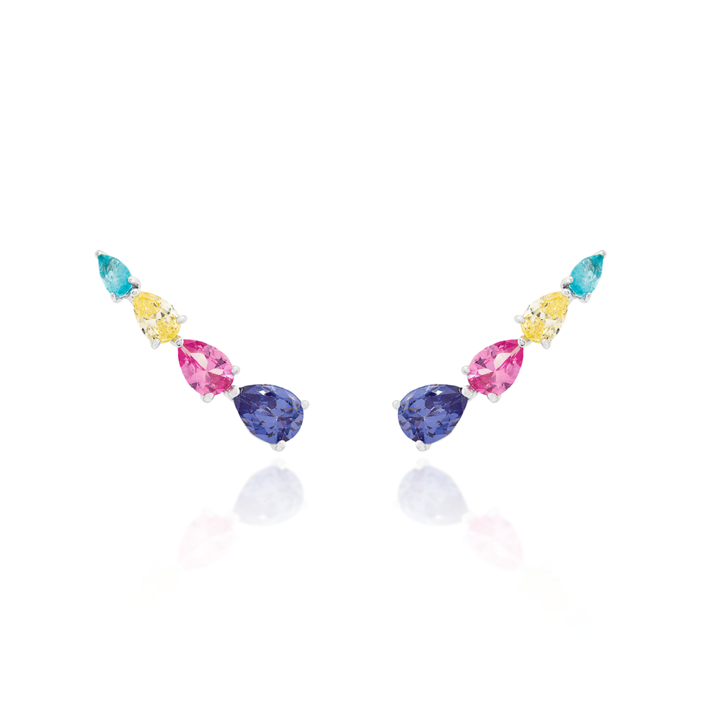 Brinco Ear Cuff Gotas Prata 925
