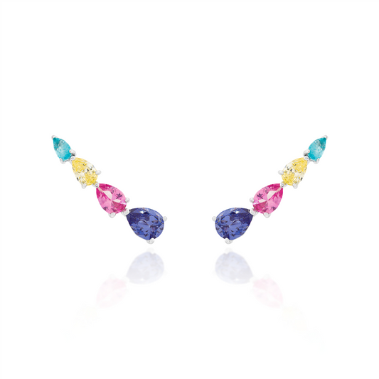 Brinco Ear Cuff Gotas Prata 925