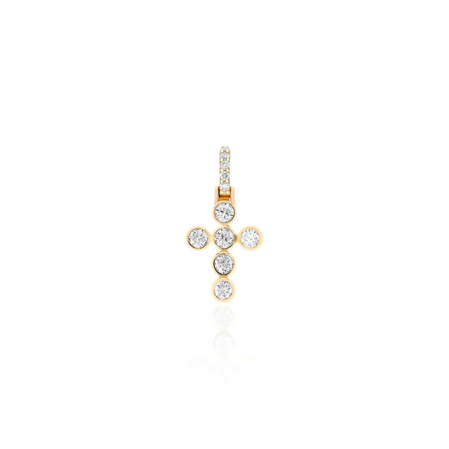 Pingente Cruz em Moissanite Prata 925 Dourado