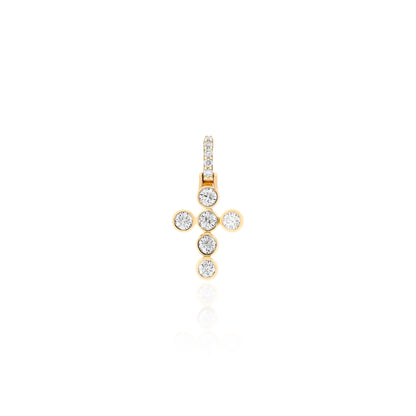 Pingente Cruz em Moissanite Prata 925 Dourado