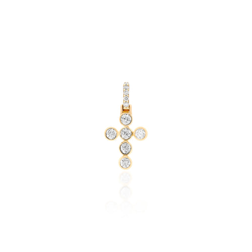 Pingente Cruz em Moissanite Prata 925 Dourado