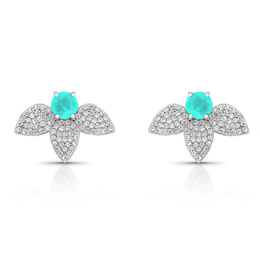 Brinco Meia Flor micro cravejada
