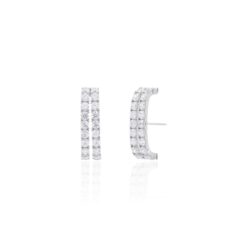 Brinco Ear Hook Duplo Prata 925