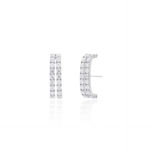 Brinco Ear Hook Duplo Prata 925