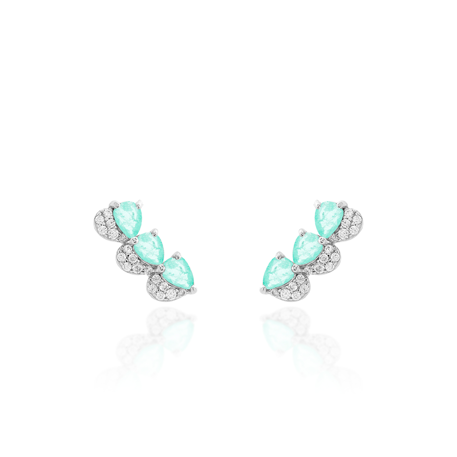 Brinco Ear Cuff Mini Três Corações Prata 925