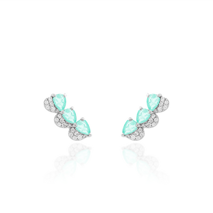 Brinco Ear Cuff Mini Três Corações Prata 925