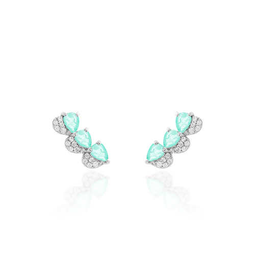 Brinco Ear Cuff Mini Três Corações Prata 925