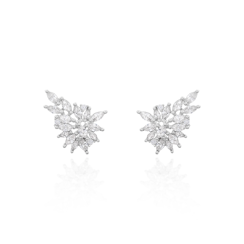 Brinco Ear Cuff Cluster Prata 925