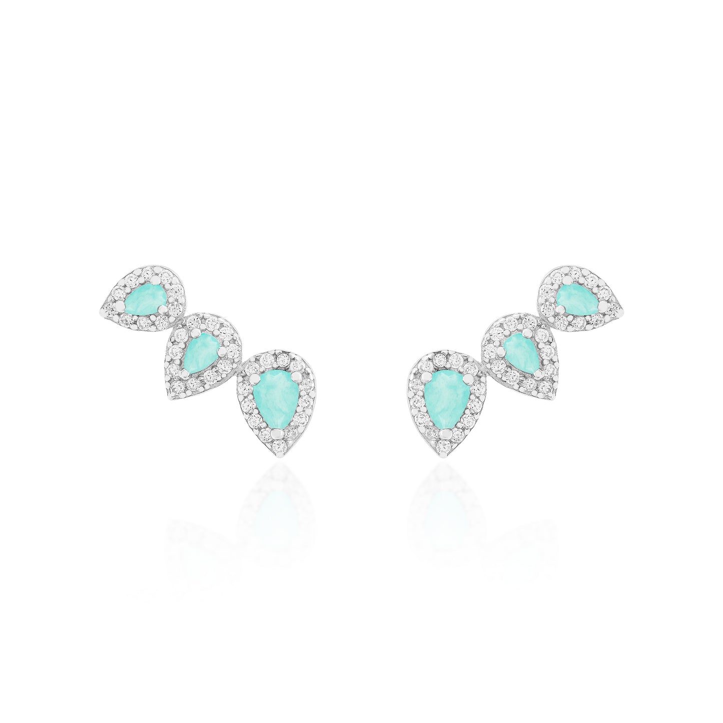 Brinco Ear Cuff Mini Três Gotas Prata 925