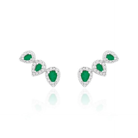 Brinco Ear Cuff Mini Três Gotas Prata 925