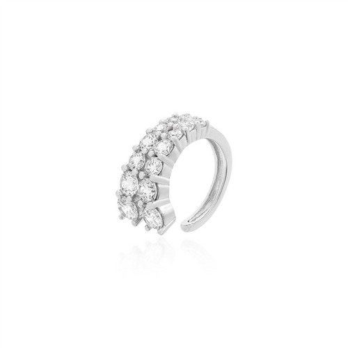 Piercing Fake Fileira Dupla Cravejado Prata 925