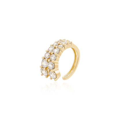 Piercing Fake Fileira Dupla Cravejado Prata 925
