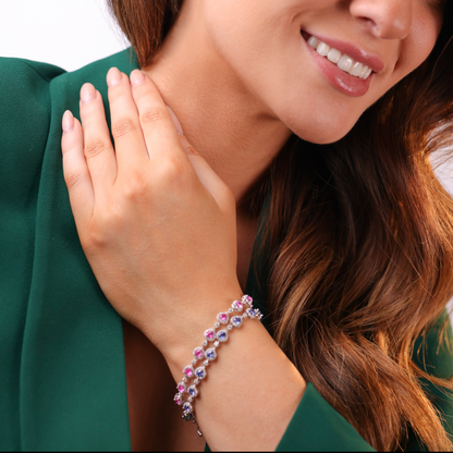 Pulseira Riviera Corações Prata 925