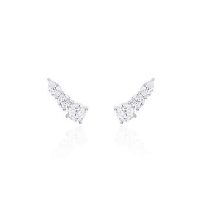 Brinco Ear Cuff Gota Zircônia Prata 925