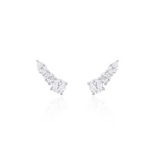 Brinco Ear Cuff Gota Zircônia Prata 925