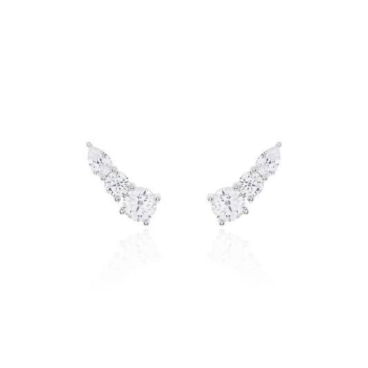 Brinco Ear Cuff Gota Zircônia Prata 925