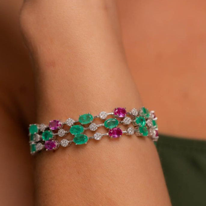 Pulseira Riviera Lapidação Oval Prata 925