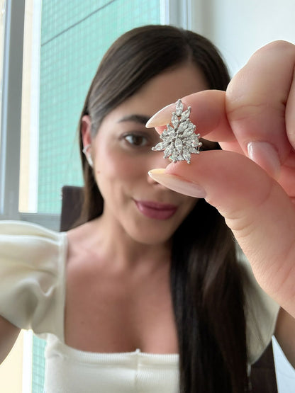 Brinco Ear Cuff Cluster Prata 925
