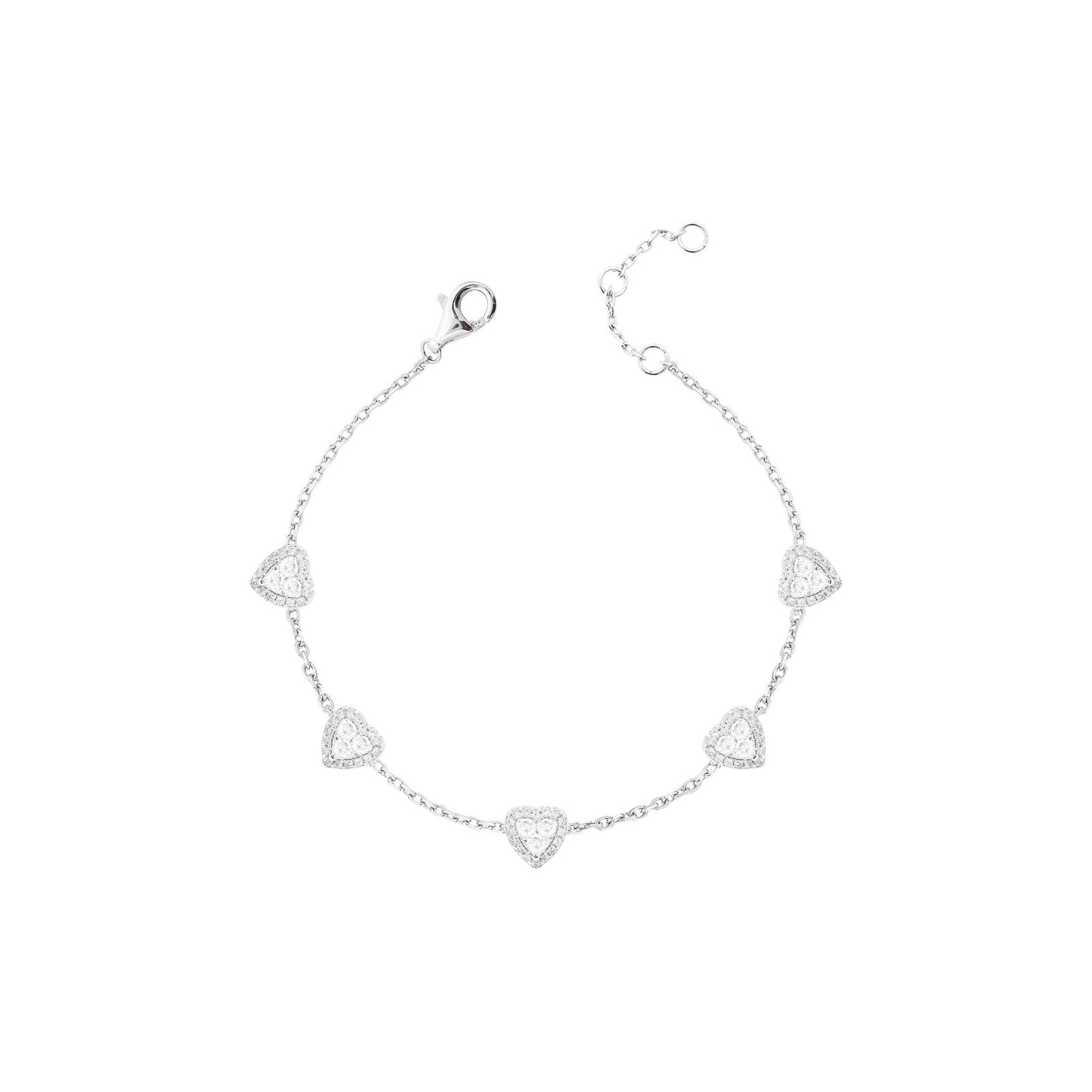 Pulseira Cinco Corações Prata 925