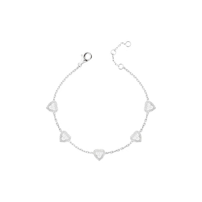 Pulseira Cinco Corações Prata 925