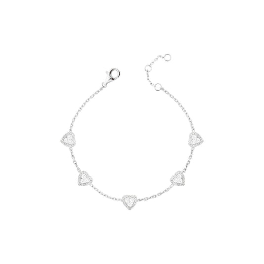 Pulseira Cinco Corações Prata 925