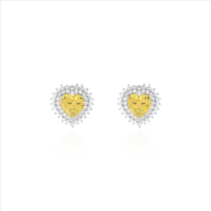 Brinco Coração Fancy Yellow Prata 925