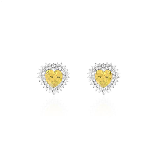 Brinco Coração Fancy Yellow Prata 925