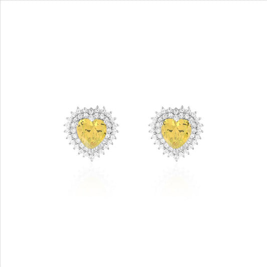 Brinco Coração Fancy Yellow Prata 925