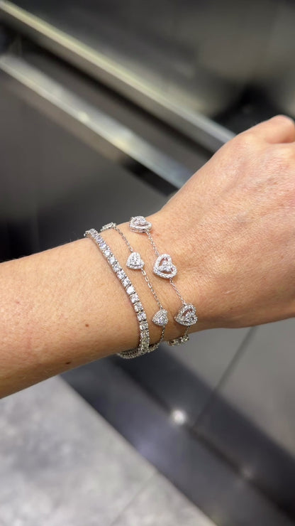 Pulseira Cinco Corações Prata 925