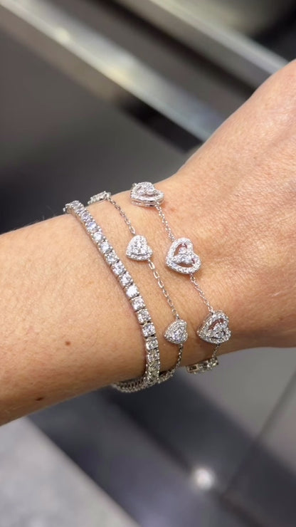 Pulseira Corações Moissanite